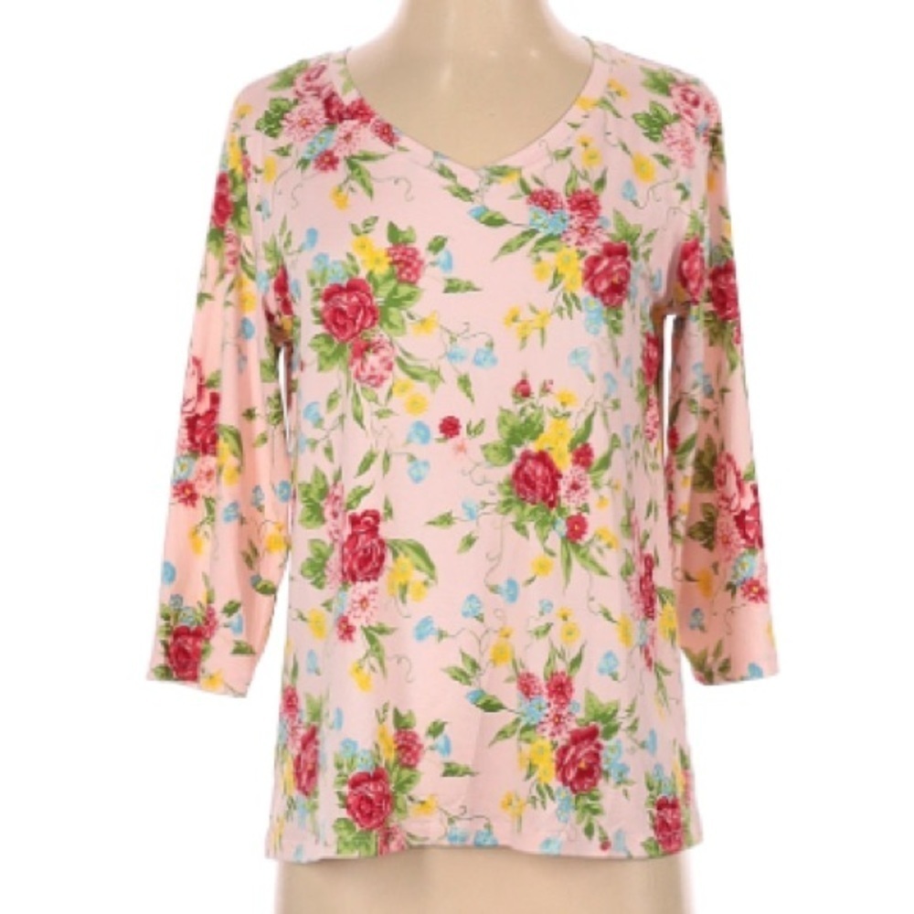 The Pioneer Woman NWT Pink Floral‎ 3/4 Sleeve Blouse, size Large